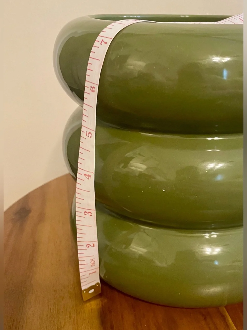 NWOT Olive Green Glossy Bubble Ceramic Planter Pot Vase House plants